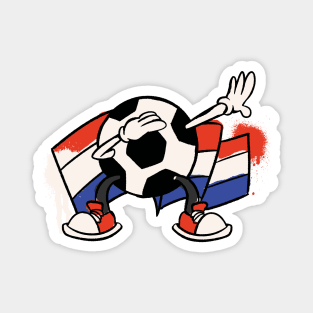 Dabbing Soccer Ball Cartoon Netherlands Dutch Flag Football Magnet