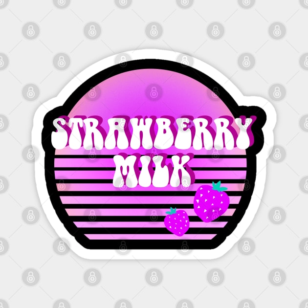 Strawbery milk 90s retro vibe Magnet by PG Illustration