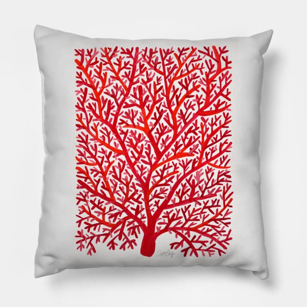 fan coral red Pillow by CatCoq