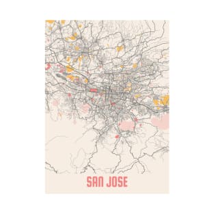 San Jose - Califonia Chalk City Map T-Shirt