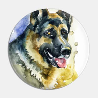 German Shepherd Watercolor - Gift For Dog Lovers Pin