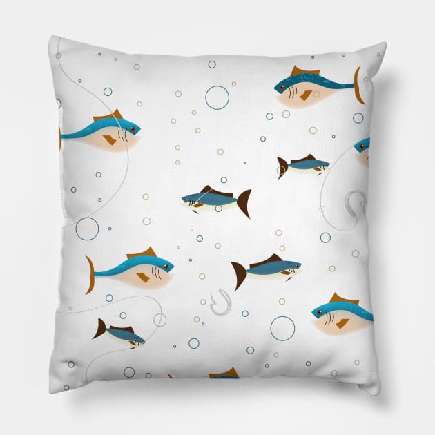 Vintage fishing pattern. Pillow by nickemporium1