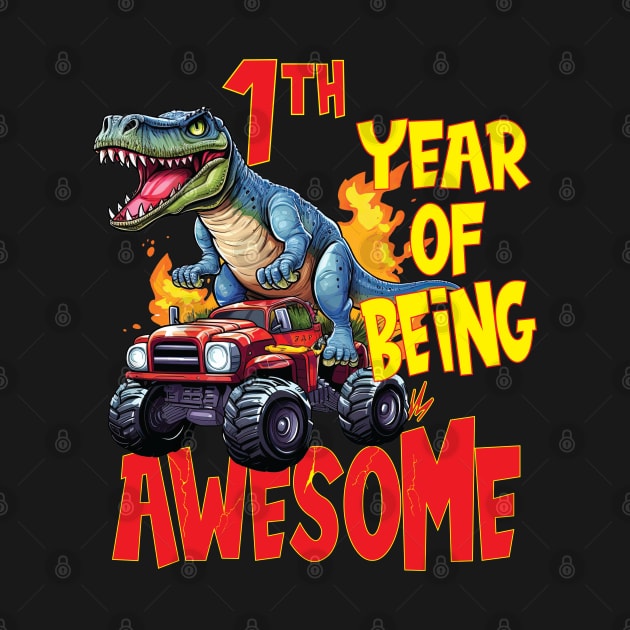 1st Year of Being Awesome 1yr Birthday Truck Dinosaur Boy Girl 1 Years Old by Envision Styles