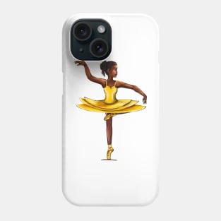 black ballerina  in yellow dress #002- brown skin ballerina. The best of the top 100 Phone Case