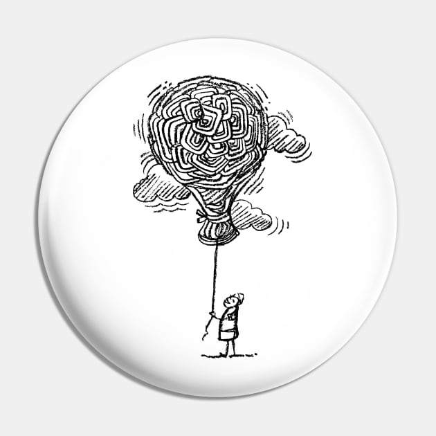 Big Balloon Charcoal Drawing Pin by GeeTee