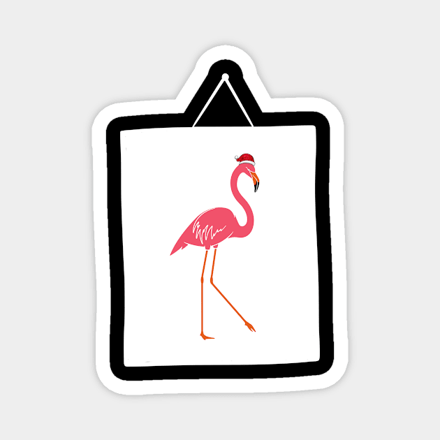 Flamingo pink Santa Claus gift funny vintage retro Magnet by Wirp