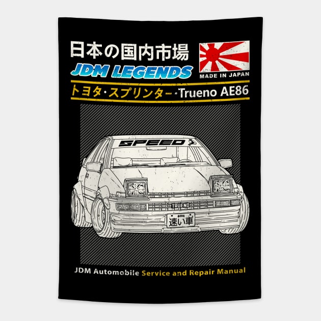 Toyota Sprinter Trueno (AE86) 1986 Car Manual Book Cover Tapestry by Guyvit