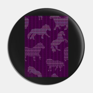 Shetland Fairisle Dancing Ponies - Purple Pin