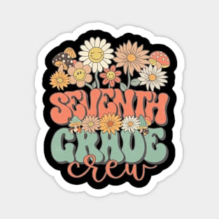 Seventh Grade Crew Retro Groovy Daisy Back To School Funny Teacher Girls Magnet