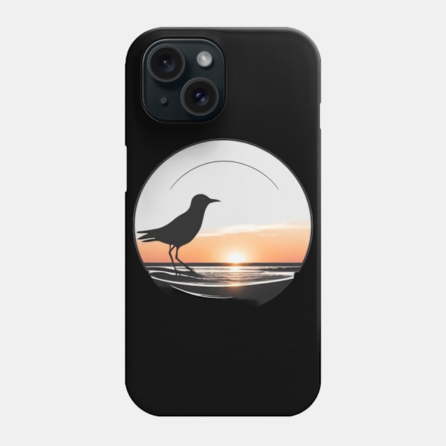 Life's a Beach - Bird in the Sunset (Black Background) Phone Case by Thompson Prints