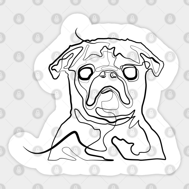 Pug Dog One Line Drawing Pug Sticker Teepublic