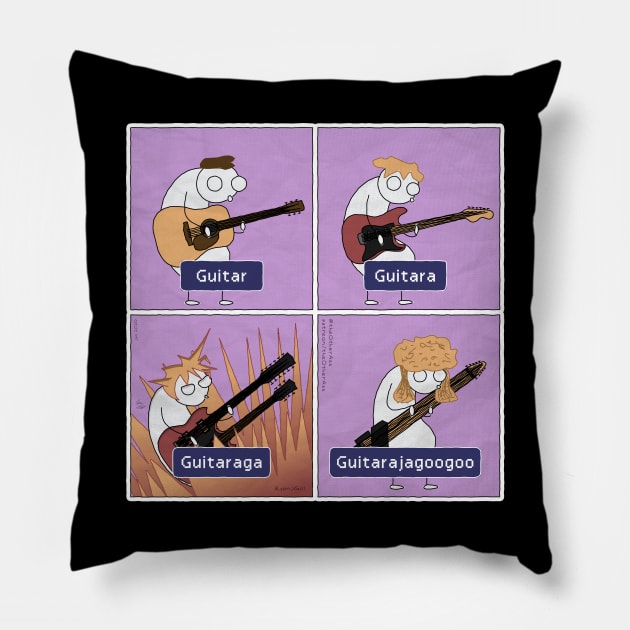 Guitar Types as RPG Spells with 80s Pop Bonus Pillow by RyanJGillComics