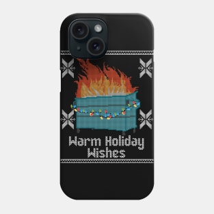 Ugly Christmas Sweater Design Dumpster Fire - Warm Holiday Wishes Phone Case