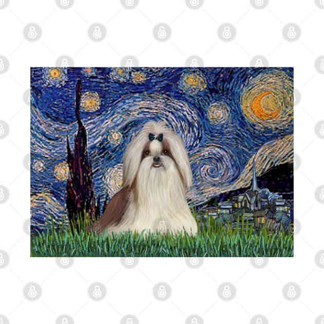 Show Shih Tzu in Van Gogh's Starry Night (Adapted) by Dogs Galore and More