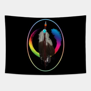 Pride Paint and Eagle Feathers Tapestry