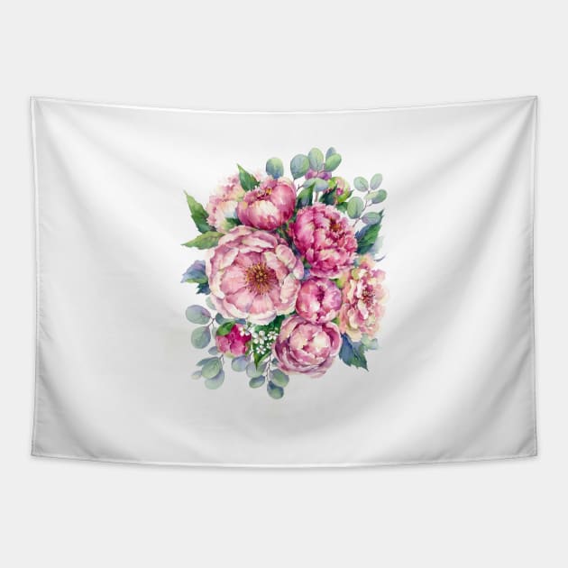 Peonies with buds Tapestry by Elena_Vavilina
