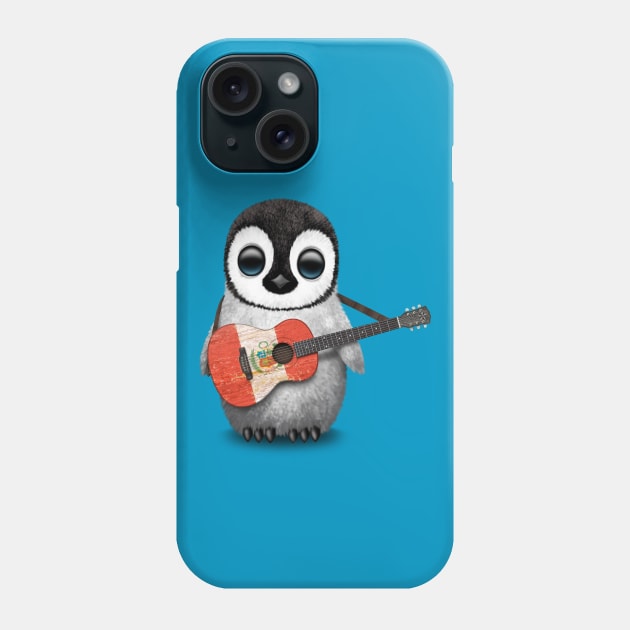 Baby Penguin Playing Peruvian Flag Guitar Phone Case by jeffbartels