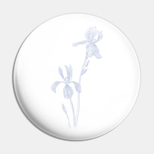 2 elegant irises ink drawing Pin