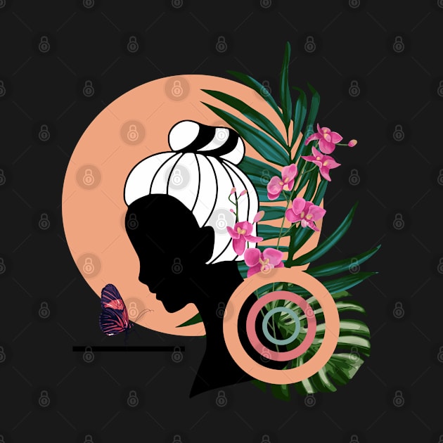 Minimalistic Woman and Real exotic Flowers by Cool Abstract Design