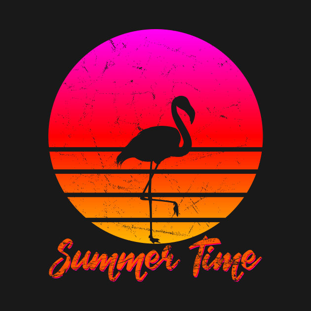 Summer-Time Flamingo Sunset Beach by Bingsi