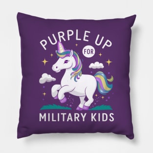 Purple Up For Military Kids Unicorn Military Child Month Pillow