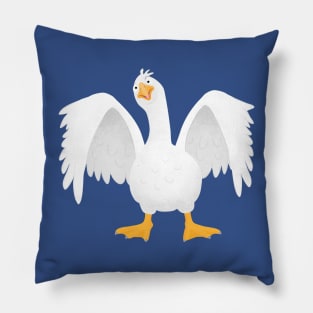 Funny curious domestic goose cartoon illustration Pillow