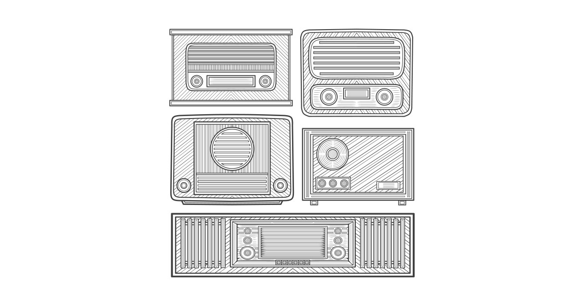 Classic Radio Line Art - Radio - Autocollant | TeePublic FR