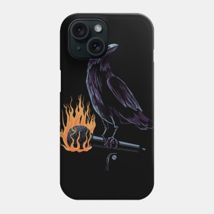 Burning microphone with black crow Phone Case