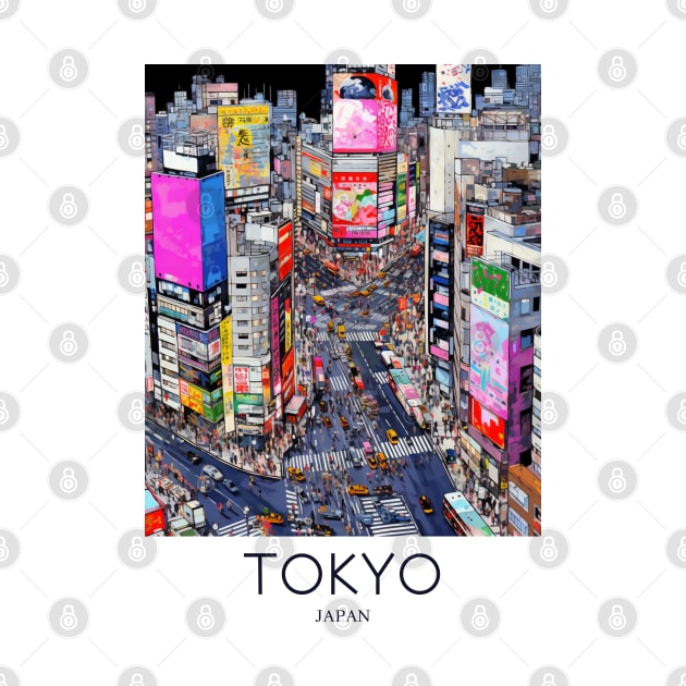 A Pop Art Travel Print of Tokyo Japan by Studio Red Koala