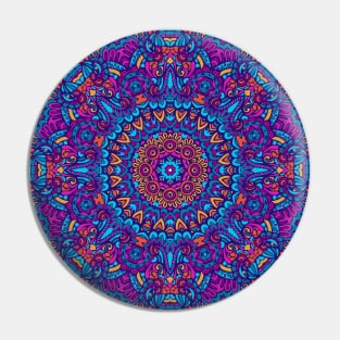 Colorful Mandala Aztec Pattern Indian Mexican Ethnic Oriental Rug Pin