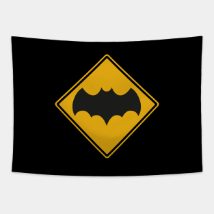 Chiroptera Silhouette Road Sign Tapestry