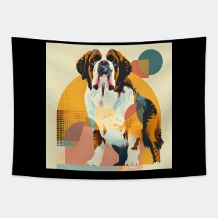 Retro Saint Bernard: Pastel Pup Revival Tapestry