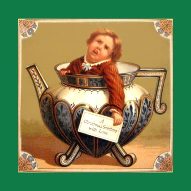 Victorian Christmas Boy in Teapot by The Witch's Wolf