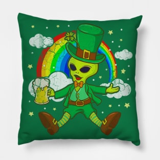 St Patricks Day Alien Leprechaun Irish Sci Fi Pillow