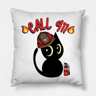 Firefighter Black Cat Pillow