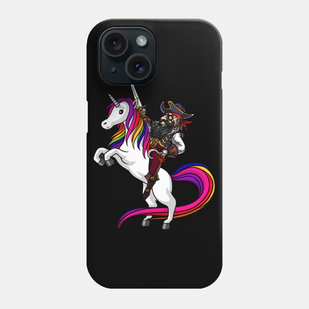 Pirate Captin Riding Magical Unicorn Funny Phone Case by underheaven