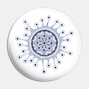 Virus Mandala (indigo) Pin