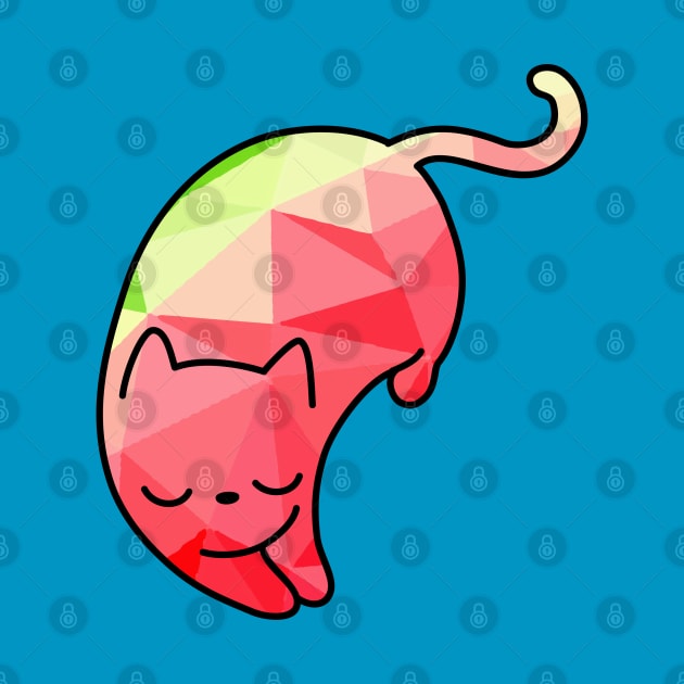 Sleepy Pink Cat Triangle Pattern by GlanceCat