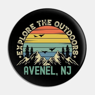 Avenel, New Jersey - Explore The Outdoors - Avenel, NJ Colorful Vintage Sunset Pin