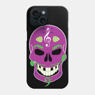 Dia de Los Muertos Music Sugar Skull - Purple Phone Case