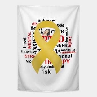 Illustration with Watchwords – PTSD Awareness Ribbon Tapestry