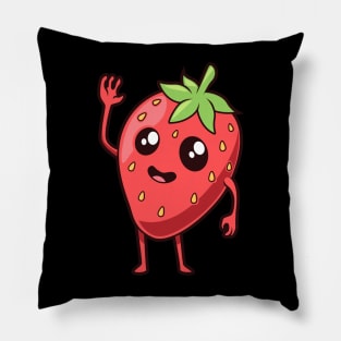 Kawaii cartoon strawberry Pillow