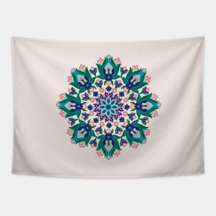 Persian Floral Mosaic Pink Pattern Tapestry