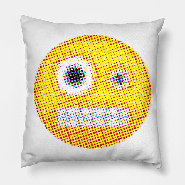 Emoji: Wacky (Zany Face) Pillow by Sinnfrey