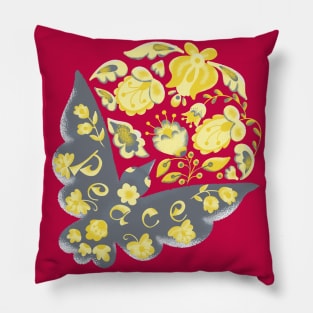 Yellow green folk Pillow