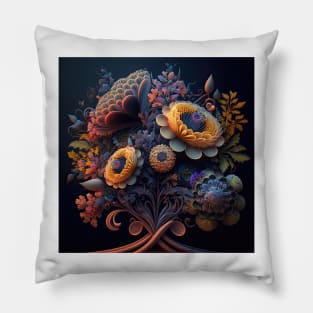 A Fractal Bouquet of Flowers Pillow