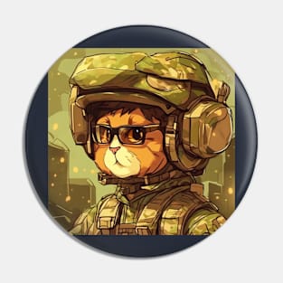 cute nerd solider cat Pin