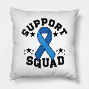 Colon Cancer Awareness " Support Squad " Blue Ribbon Pillow