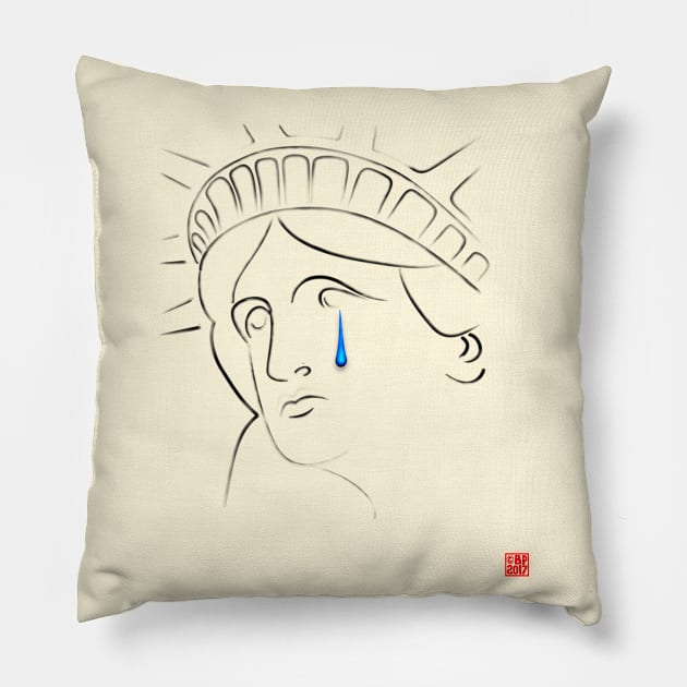 Statue Of Liberty Crying Pillow by SeattleDesignCompany