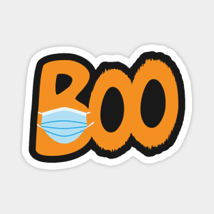 BOO - Orange text and Blue surgical mask Magnet